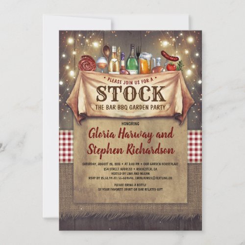 Stock The Bar BBQ Rustic Invitations
