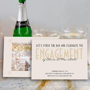 Stock the Bar Big Typography Champagne Engagement Invitation