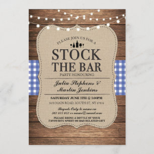 Stock The Bar Blue Rustic Navy Party Invitation