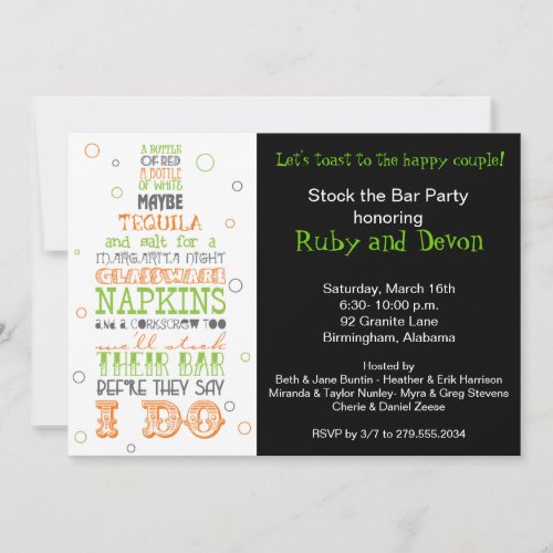 Stock the Bar Bottle Rhyme Party Invitation