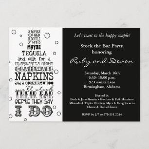 Stock the Bar Bottle Rhyme Party Invitation- Black Invitation