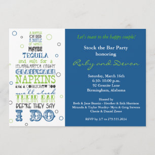 Stock the Bar Bottle Rhyme Party Invitation- Navy Invitation