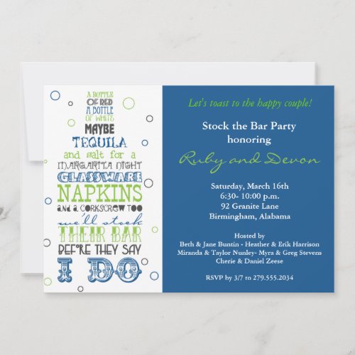 Stock the Bar Bottle Rhyme Party Invitation_ Navy Invitation