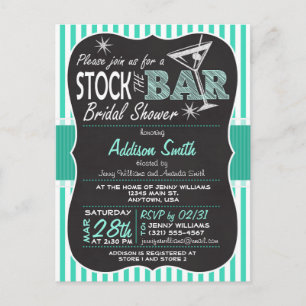 Stock the Bar Bridal Shower; Aqua Invitation