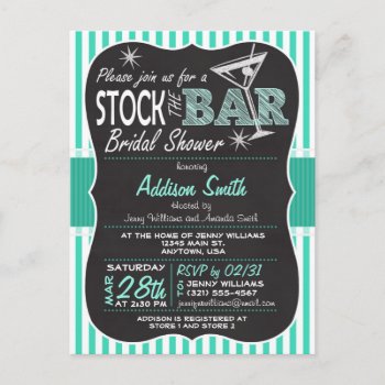 Stock The Bar Bridal Shower; Aqua Invitation by Card_Stop at Zazzle