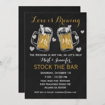 Stock The Bar Bridal Shower Invitation Couples by SugSpc_Invitations at Zazzle