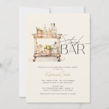 Stock The Bar Cart Couples Shower Invitation by rusticwedding at Zazzle