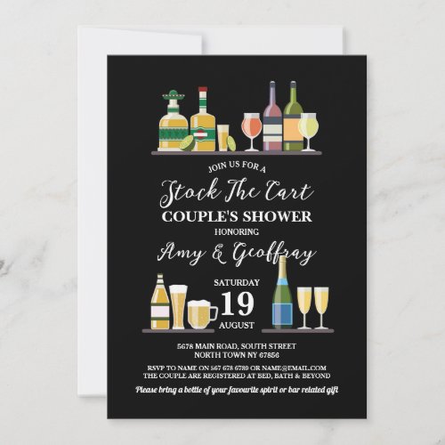 Stock The Bar Cart Party Engagement Couple Shower Invitation