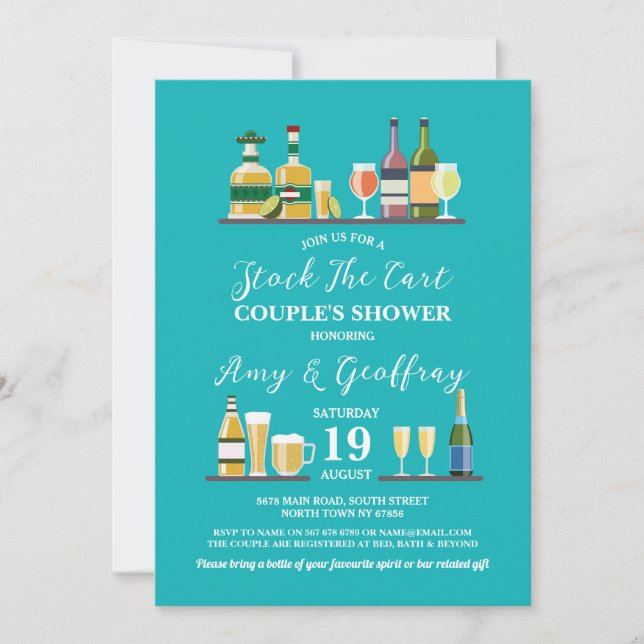 Stock The Bar Cart Party Engagement Couple Shower Invitation (Front)