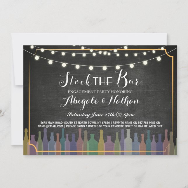 Stock The Bar Chalk Couple's Shower Invitation (Front)