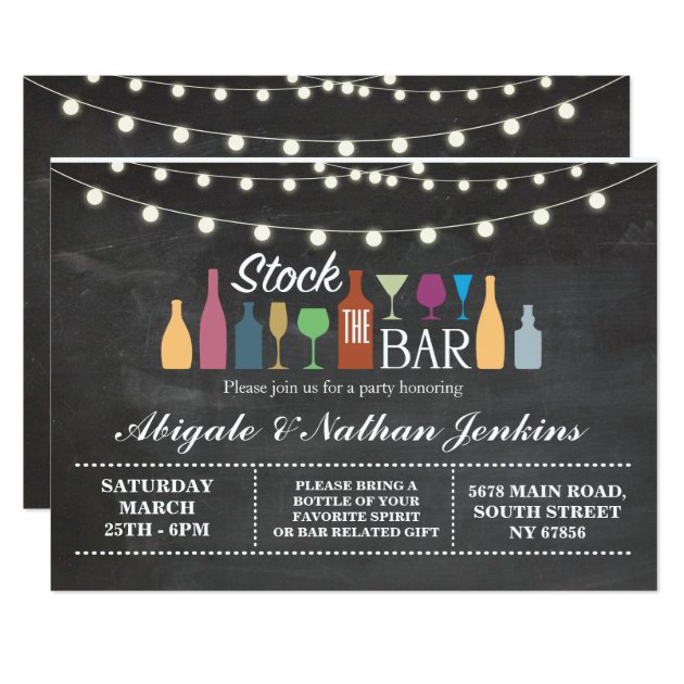 Stock The Bar Chalk Engagement Shower Invitation
