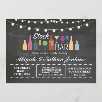 Stock The Bar Chalk Engagement Shower Invitation by WOWWOWMEOW at Zazzle