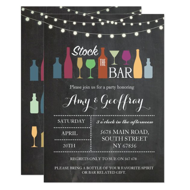 Stock The Bar Chalk Party Engagement Invitation
