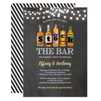 Stock the bar chalkboard engagement party invitation