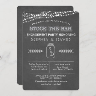 Stock the Bar Chalkboard Mason Jar Engagement Invitation