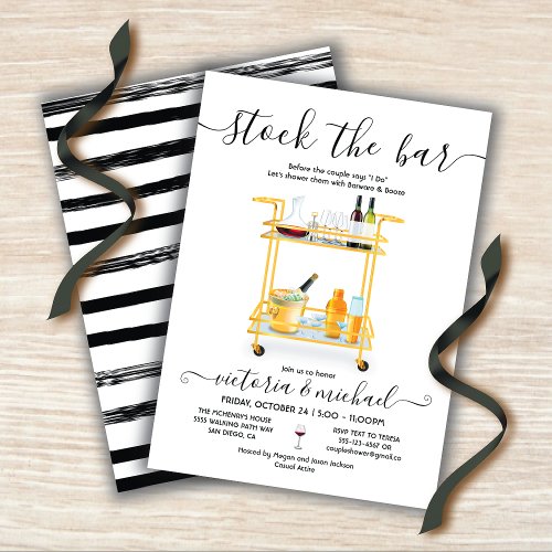 Stock the Bar Cocktail bar cart Engagement Party Invitation