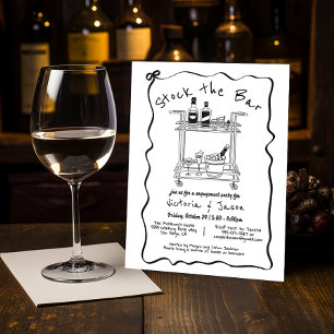 Stock the Bar cocktail bar cart engagement party Invitation