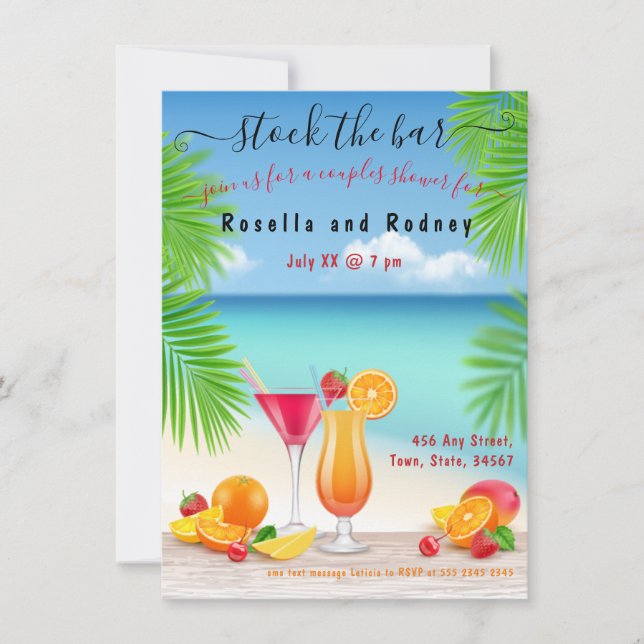 Stock the Bar Cocktails Couples Shower Invitation (Front)