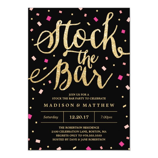 Stock The Bar Confetti Engagement Party Invitation