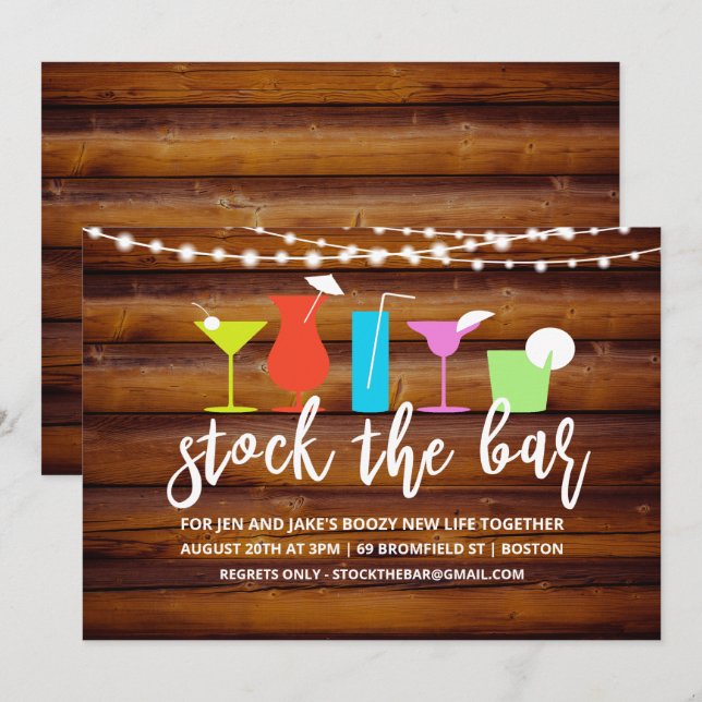 Stock the Bar Couples Coed Shower Invitation (Front/Back)