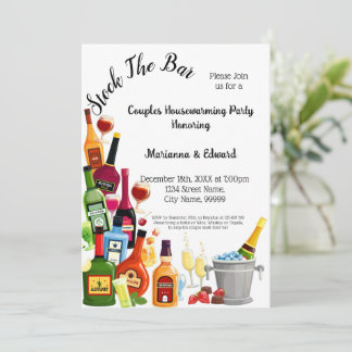 Stock the Bar Couples Housewarming Party Invitatio Invitation
