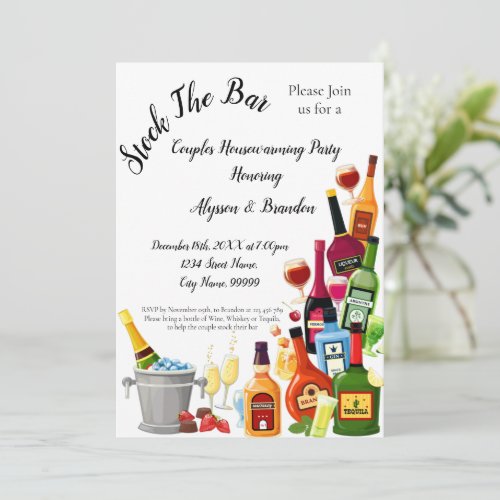 Stock the Bar Couples Housewarming Party Invitation