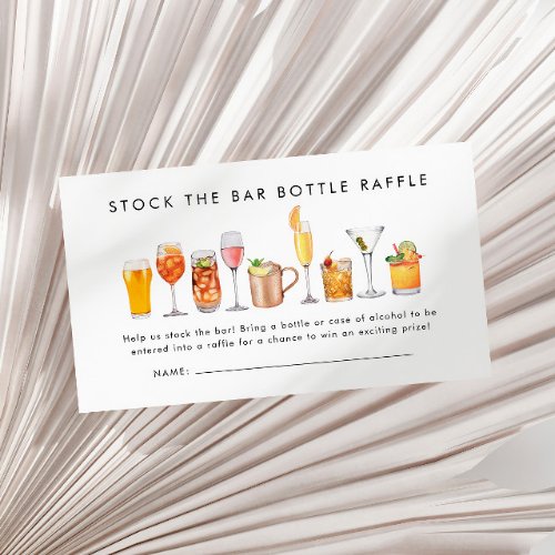 Stock The Bar Couples Shower Bottle Raffle Ticket Enclosure Card