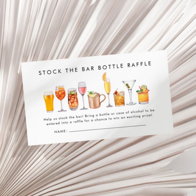Stock The Bar Couples Shower Bottle Raffle Ticket Enclosure Card (Creator Uploaded)