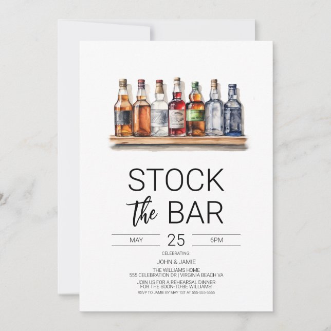 Stock The Bar Couples Shower Invitation (Front)