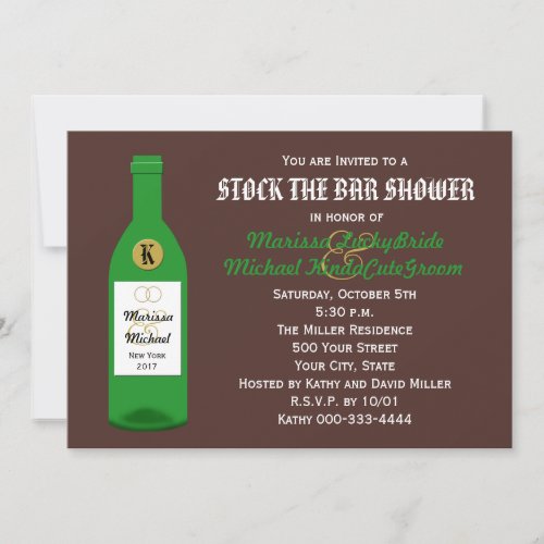 Stock the Bar Couples Shower Invitation - Brown