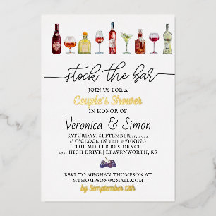 Stock the Bar Couple's Shower Invitation Foil Invitation