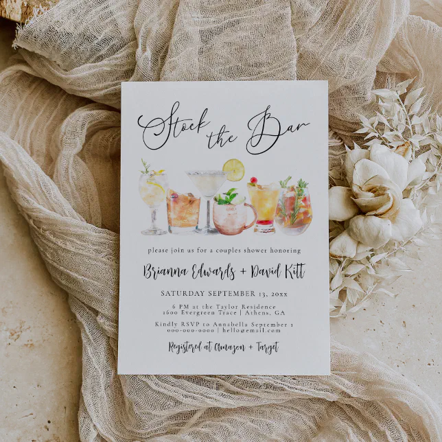 Stock The Bar Couples Shower Invitation Template | Zazzle