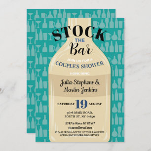 Stock The Bar Couple's Shower Mint Bottle Modern Invitation