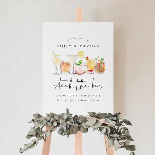 Stock The Bar Couples Shower Welcome Sign