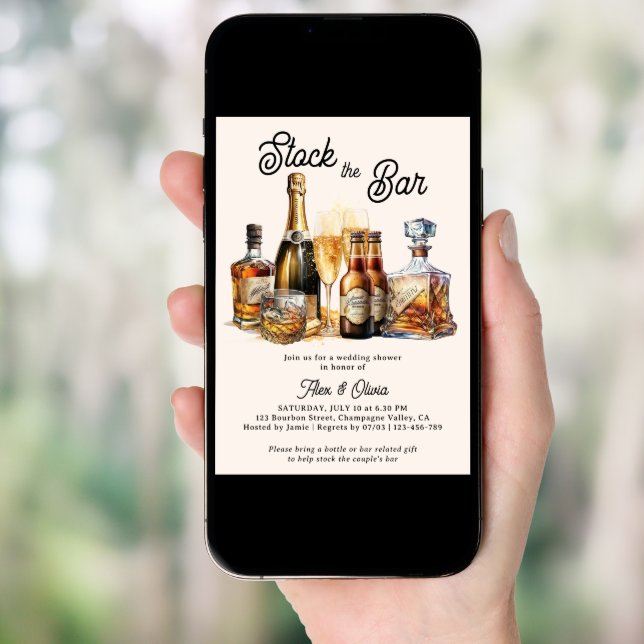 Stock the Bar Couples Wedding Shower Invitation (Front Digital)