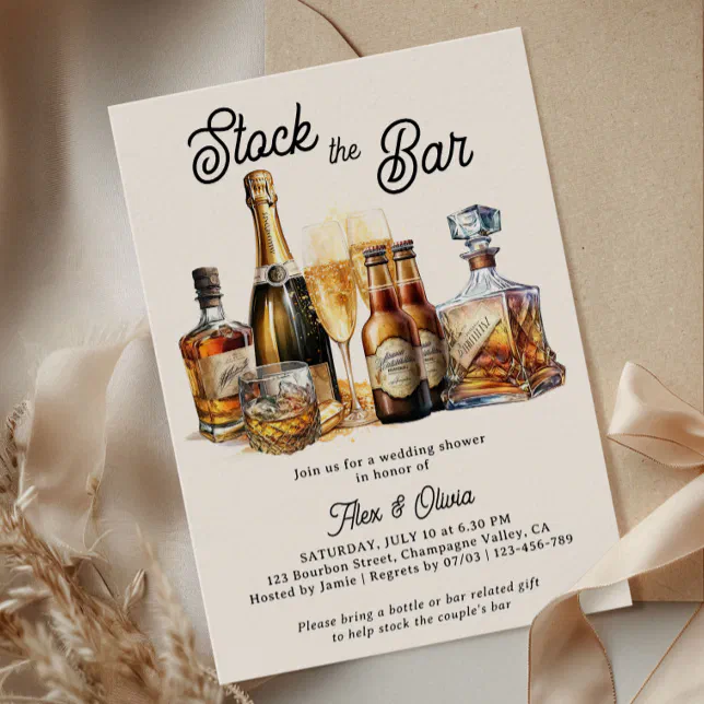 Stock the Bar Couples Wedding Shower Invitation | Zazzle