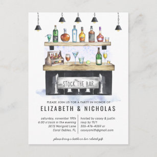 Stock the Bar   Couples Wedding Shower Invitation Postcard