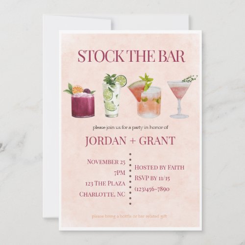Stock The Bar Couples Wedding Shower Invitations