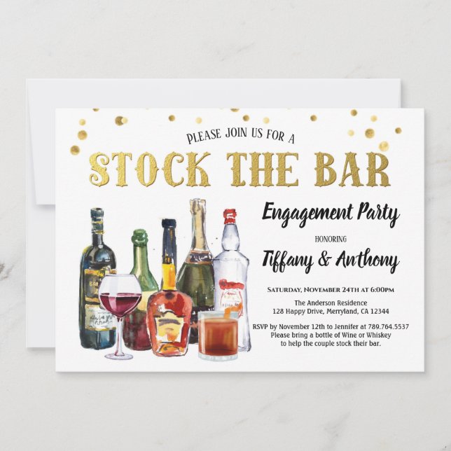 Stock The Bar Engagement Party Invitation (Front)