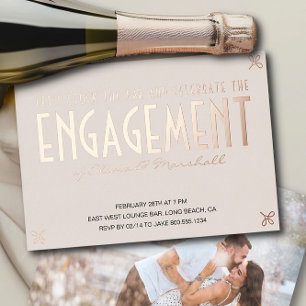 Stock the Bar Engagement Party Luxury Rose Gold Foil Invitation
