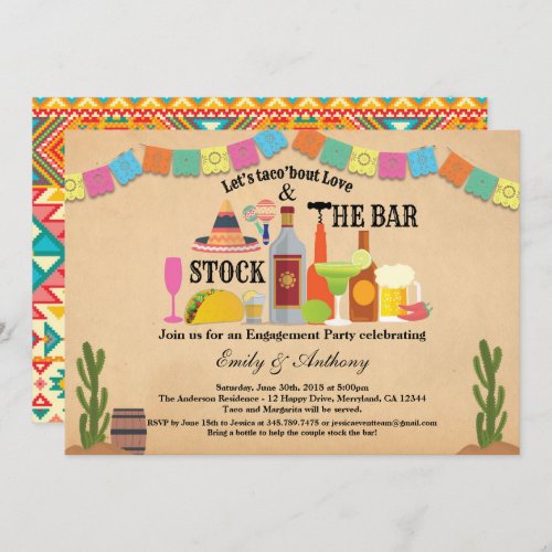 Stock the bar engagement party Taco Fiesta Invitation