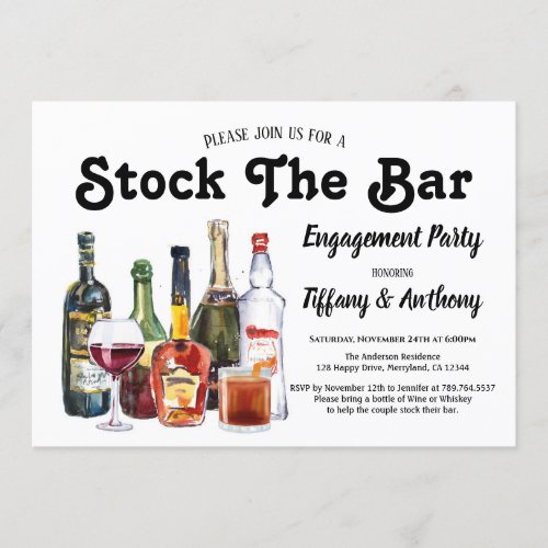 Stock The Bar Engagement Party Vintage Invitation