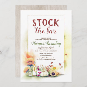Stock The Bar Fall Harvest Pumpkins Bridal Shower Invitation