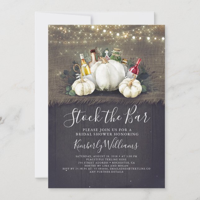 Stock The Bar Fall Party / Bridal Shower Invitation (Front)