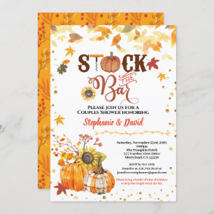 Stock the bar fall pumpkin couples housewarming invitation