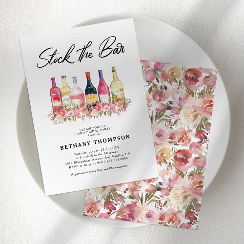 Stock the Bar Floral Bridal Party Invitation
