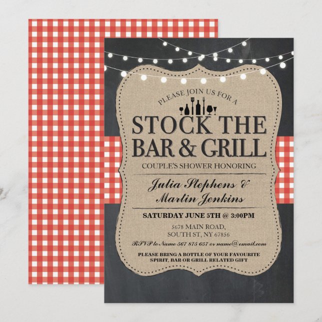 Stock The Bar & Grill Engagement Party Invitation (Front/Back)