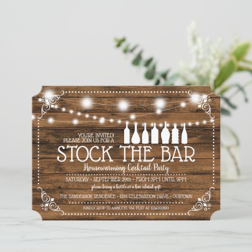 Stock the Bar Housewarming Cocktail Party Invitation Zazzle