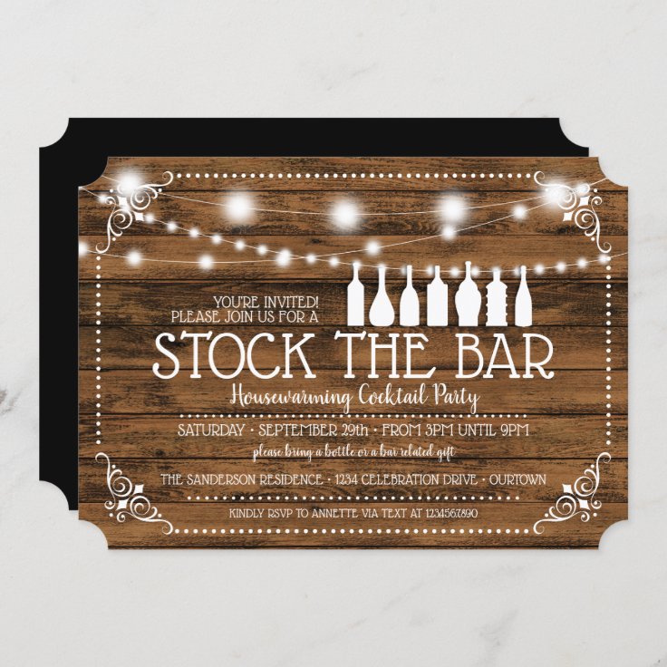 Stock the Bar Housewarming Cocktail Party Invitation Zazzle