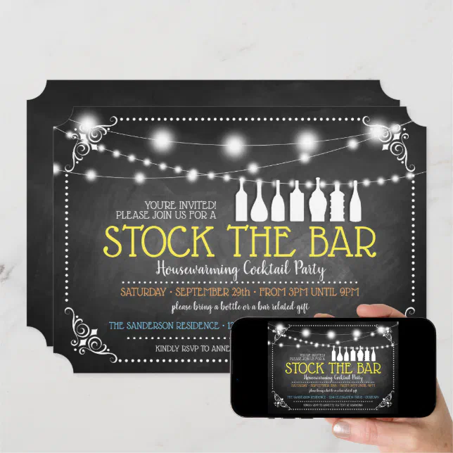 Stock the Bar Housewarming Cocktail Party Invitation Zazzle